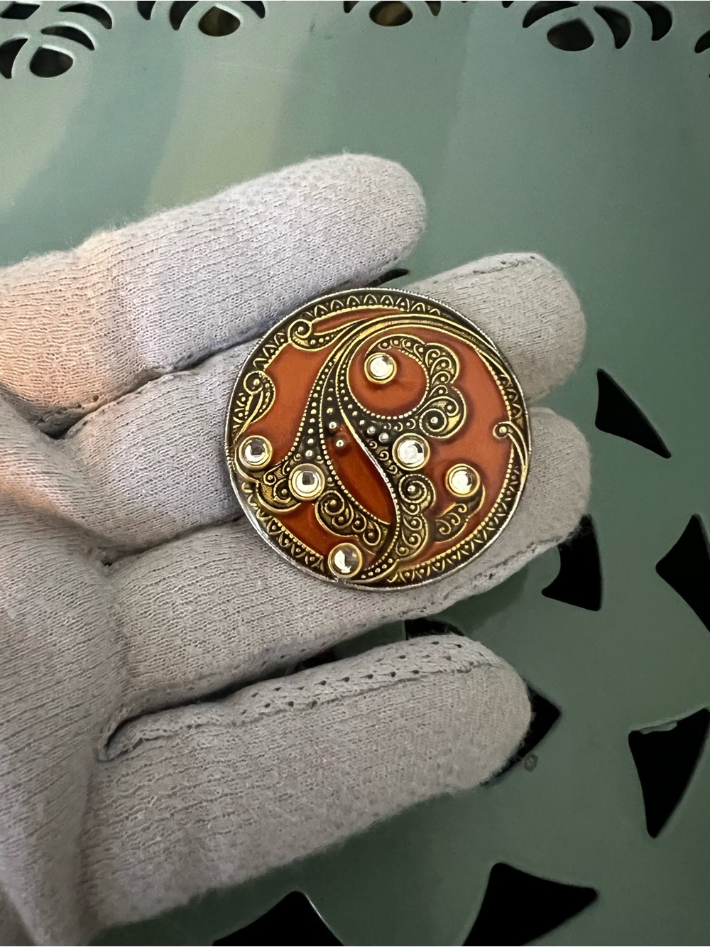 Vintage Catherine Popesco Brooch – French Art Deco Rhinestone Enamel
